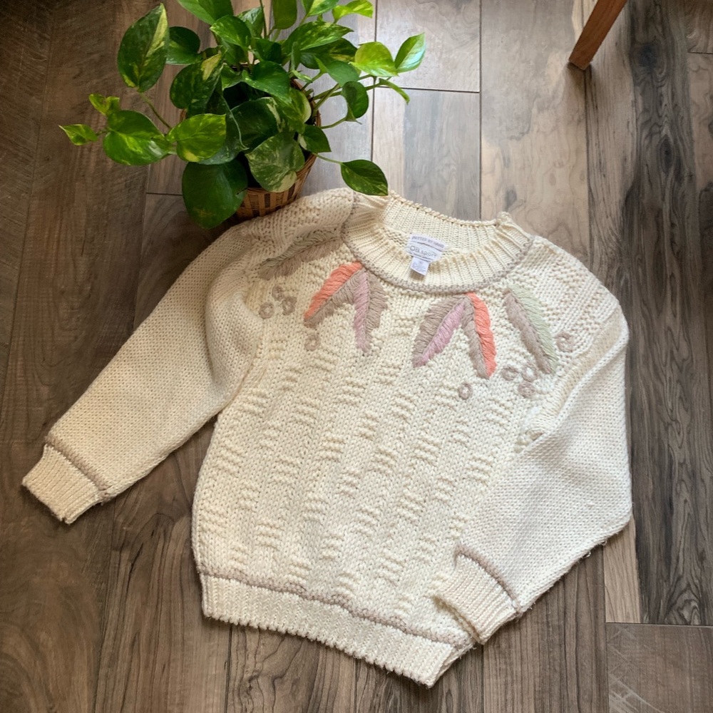 Vintage chunky cable sweater boho sz small